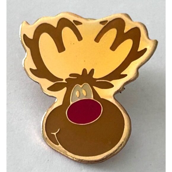 Vintage McDonalds Rudolph Red Nose Reindeer Crew Employee Christmas Lapel Pin - Picture 1 of 3